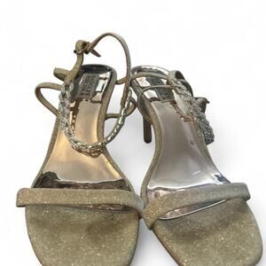 Gold glitter bcbg sandals